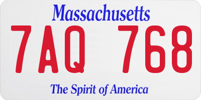 MA license plate 7AQ768