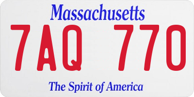 MA license plate 7AQ770