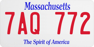 MA license plate 7AQ772