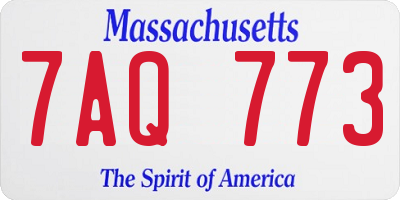 MA license plate 7AQ773
