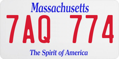 MA license plate 7AQ774