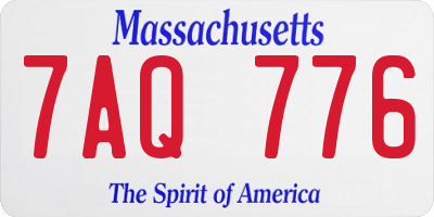 MA license plate 7AQ776