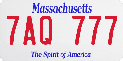 MA license plate 7AQ777