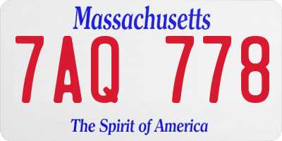 MA license plate 7AQ778