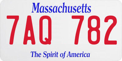 MA license plate 7AQ782