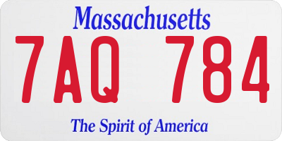 MA license plate 7AQ784