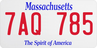 MA license plate 7AQ785