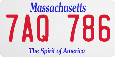 MA license plate 7AQ786