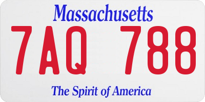 MA license plate 7AQ788