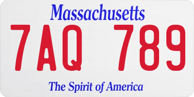 MA license plate 7AQ789