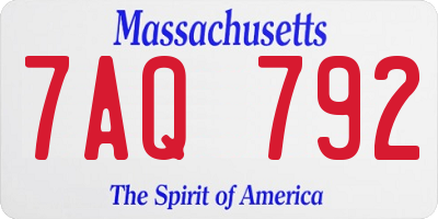 MA license plate 7AQ792