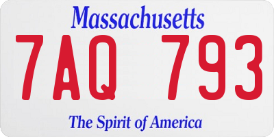 MA license plate 7AQ793