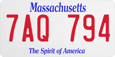 MA license plate 7AQ794