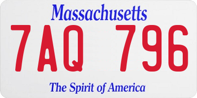 MA license plate 7AQ796