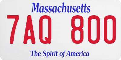 MA license plate 7AQ800