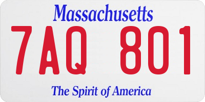 MA license plate 7AQ801