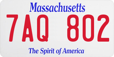 MA license plate 7AQ802