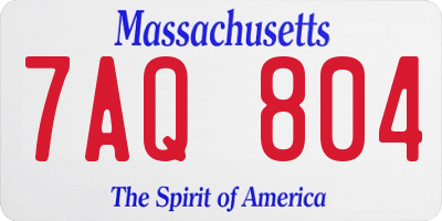 MA license plate 7AQ804