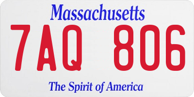 MA license plate 7AQ806