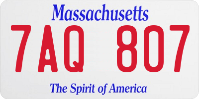 MA license plate 7AQ807
