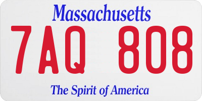MA license plate 7AQ808