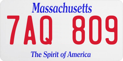 MA license plate 7AQ809