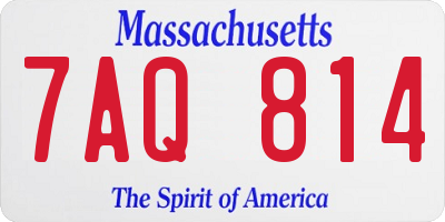 MA license plate 7AQ814