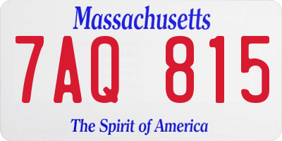 MA license plate 7AQ815