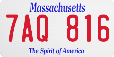MA license plate 7AQ816