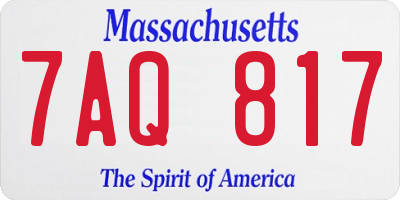 MA license plate 7AQ817