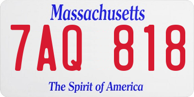 MA license plate 7AQ818