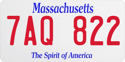 MA license plate 7AQ822