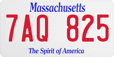 MA license plate 7AQ825