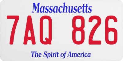 MA license plate 7AQ826