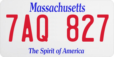MA license plate 7AQ827