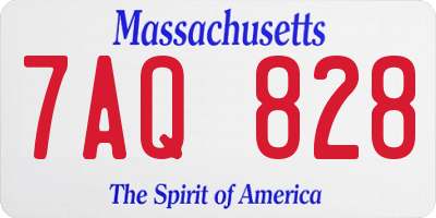 MA license plate 7AQ828