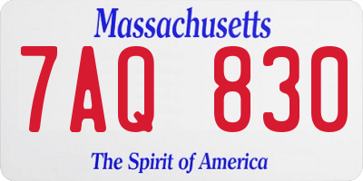 MA license plate 7AQ830