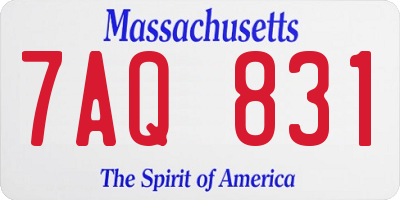 MA license plate 7AQ831