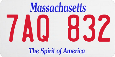 MA license plate 7AQ832