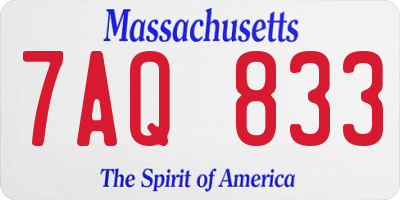 MA license plate 7AQ833