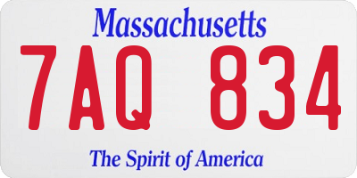 MA license plate 7AQ834