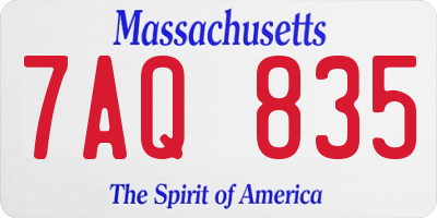 MA license plate 7AQ835