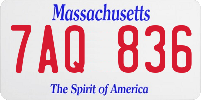 MA license plate 7AQ836