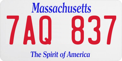 MA license plate 7AQ837