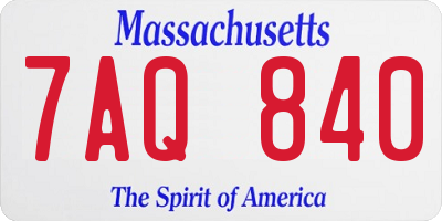 MA license plate 7AQ840