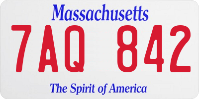 MA license plate 7AQ842