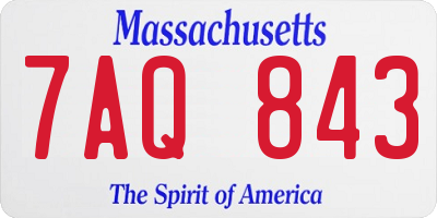 MA license plate 7AQ843