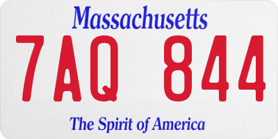 MA license plate 7AQ844