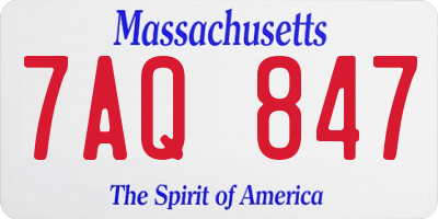 MA license plate 7AQ847