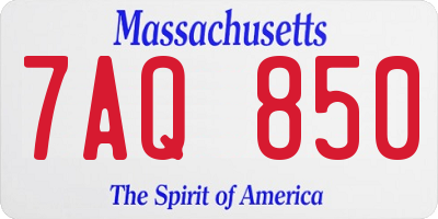 MA license plate 7AQ850